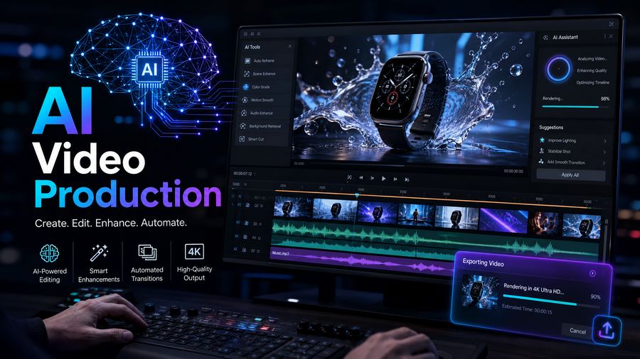 AI-powered video production and editing workspace